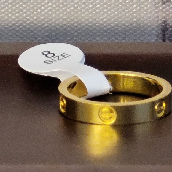 Source Unknown Jewelry - Love Ring w/ Screw Design Gold-tone Unisex Style Size 8